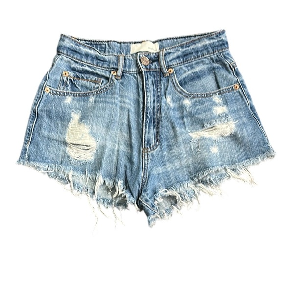 Garage Pants - Garage Festival Short High-Waisted Blue Jean Distressed Shorts Size 0